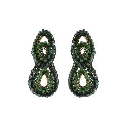 Forest Green Mix Kali Handmade Crochet Earrings