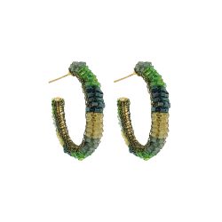 Forest Green Mix Maya Hoops Handmade Crochet Earrings