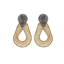 Gold & Silver Petal Handmade Crochet Earrings