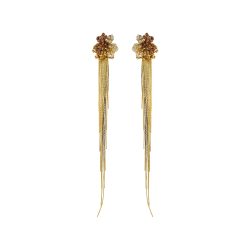 Golden Mix Drizzle Fringe Handmade Crochet Earrings