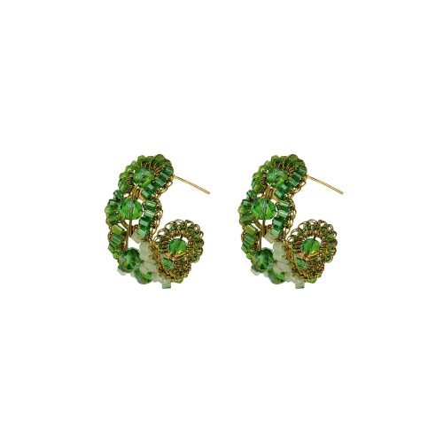 Jade Green Mix Olympia Hoops Handmade Crochet Earrings