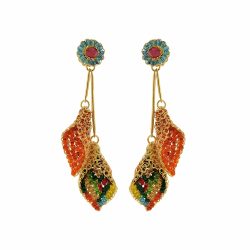 Multi & Gold Tulip Duo Handmade Crochet Earrings