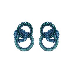 Ocean Blue Mix Leah Trio Handmade Crochet Earrings