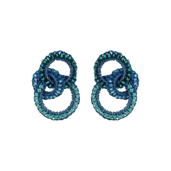 Ocean Blue Mix Leah Trio Handmade Crochet Earrings