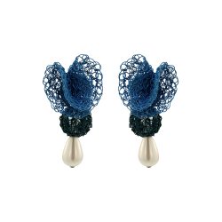 Ocean Blue Mix Reef Dangle Handmade Crochet Earrings