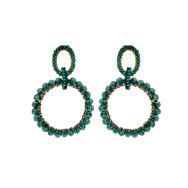 Petrol Green Mix Lola Maxi Handmade Crochet Earrings