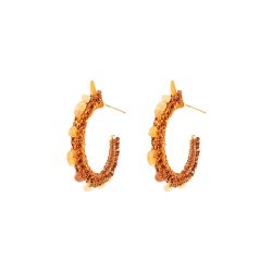 Topaz Orange Mix Rocks Hoops Handmade Crochet Earrings
