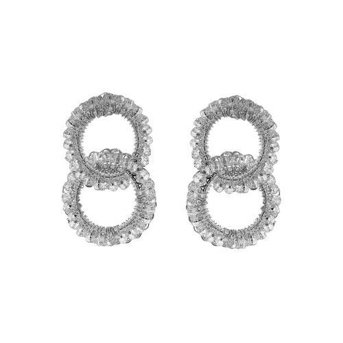 Clear & Silver Nova Handmade Crochet Earrings