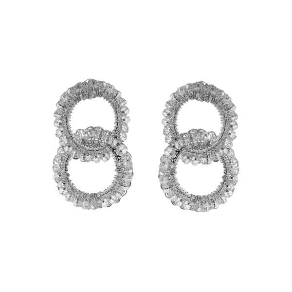 Clear & Silver Nova Handmade Crochet Earrings