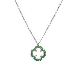 Green & Silver Lucky Clover Handmade Crochet Necklace