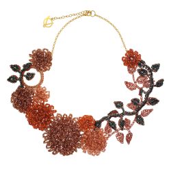 Mystic Amber Mix Fiori Maxi Handmade Crochet Necklace