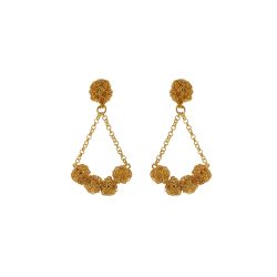 All Gold Dome Dangle Handmade Earrings