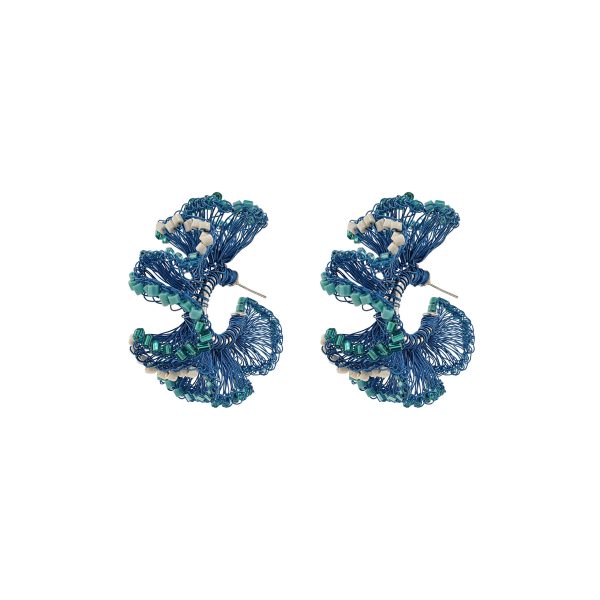 Ocean Blue Mix Rio Hoops Handmade Crochet Earrings