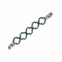 Clover Green & Silver Lucky Clover Handmade Crochet Bracelet