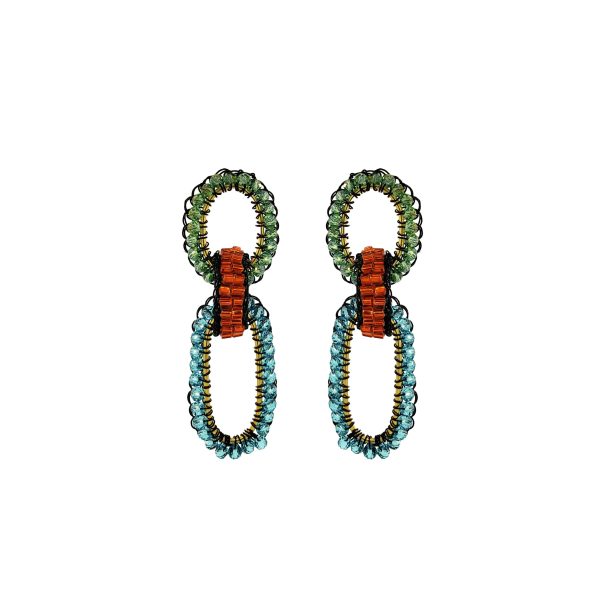 Multicolor & Black Stevie Handmade Crochet Links Earring