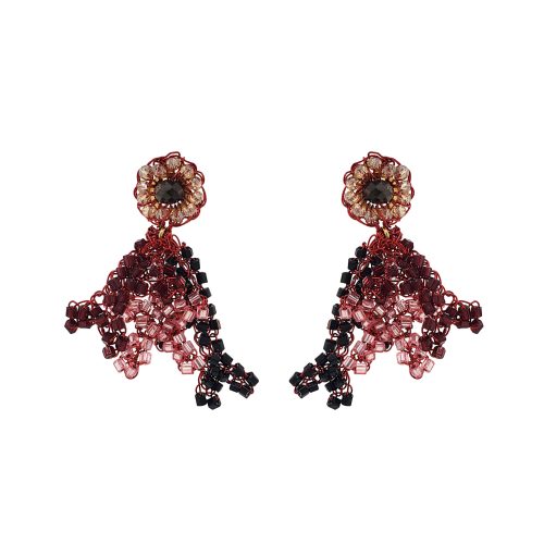 Red & Black Mix Coral Mini Handmade Crochet Earrings