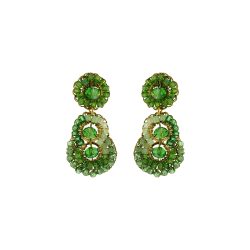 Jade Green Mix Olympia Mini Handmade Crochet Earrings