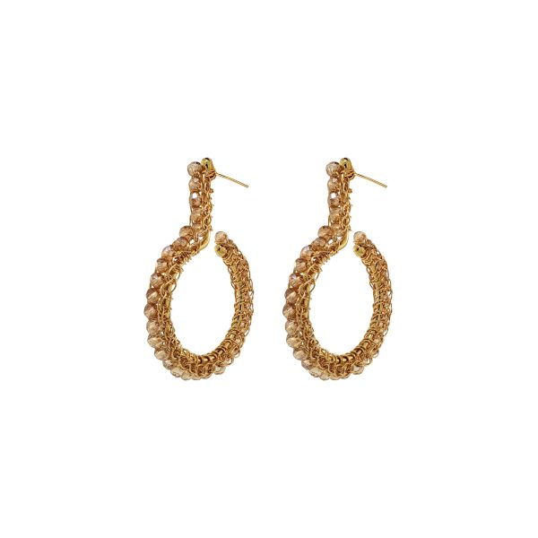 Amber & Gold Phi Mini Hoops Handmade Crochet Earrings