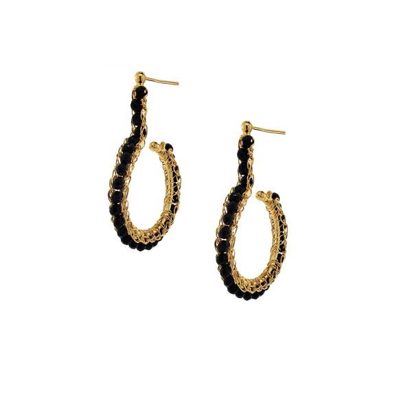 Black & Gold Phi Mini Hoops Handmade Crochet Earrings