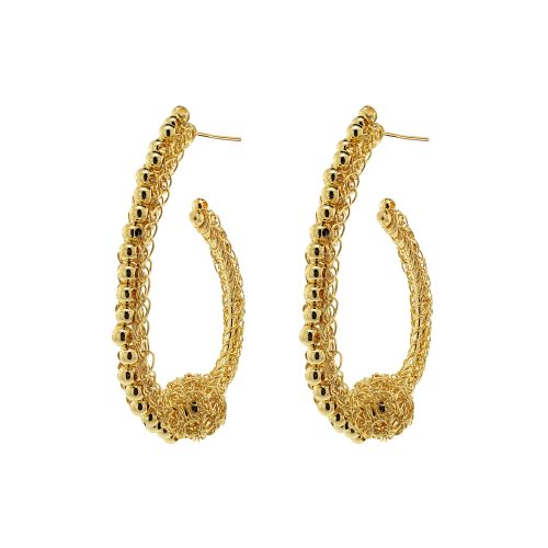 All Gold Ovaly Hoops Handmade Crochet Earrings