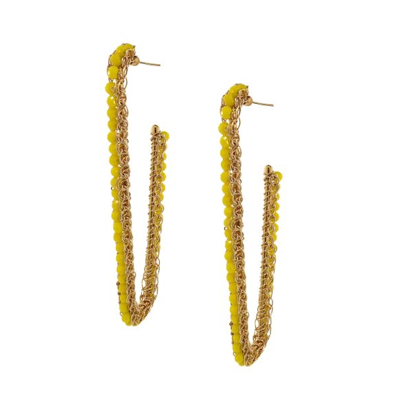 Summer Yellow & Gold Lilo Hoops Handmade Crochet Earrings