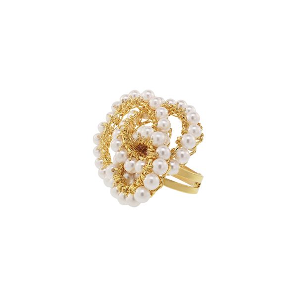 Pearl & Gold Ellie Handmade Crochet Ring