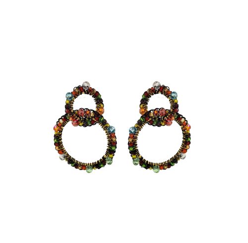 Multi & Black High Roller Handmade Crochet Earrings