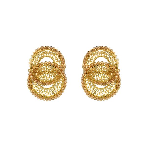 Amber & Gold Minerva Duo Handmade Crochet Earrings