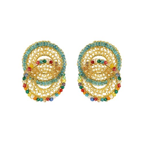 Multi & Gold Minerva Duo Handmade Crochet Earrings