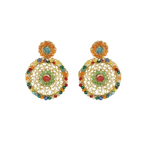 Multi & Gold Minerva Drop Handmade Crochet Earrings