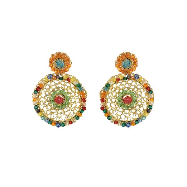 Multi & Gold Minerva Drop Handmade Crochet Earrings