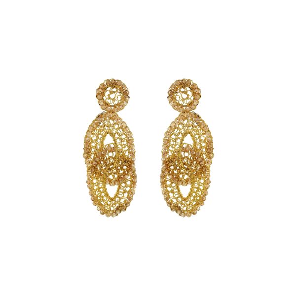 Amber & Gold Minerva Handmade Crochet Earrings