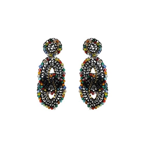 Multicolor & Black Minerva Handmade Crochet Earrings