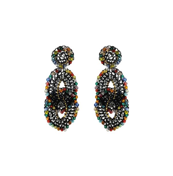 Multicolor & Black Minerva Handmade Crochet Earrings