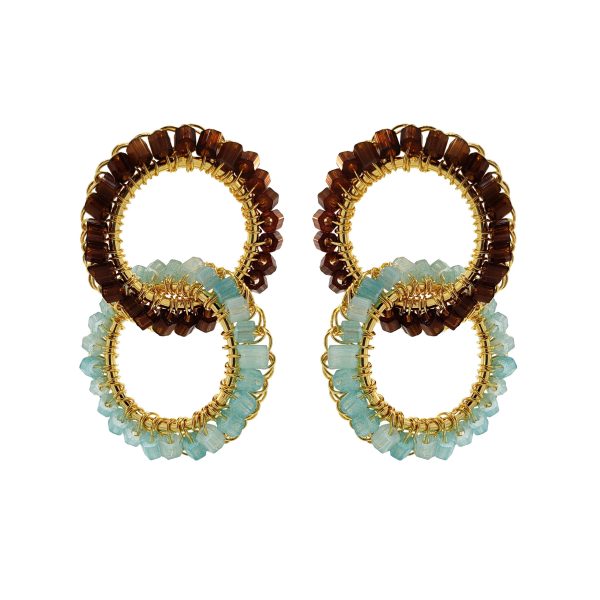 Aqua Blue & Brown Nova Handmade Crochet Earrings