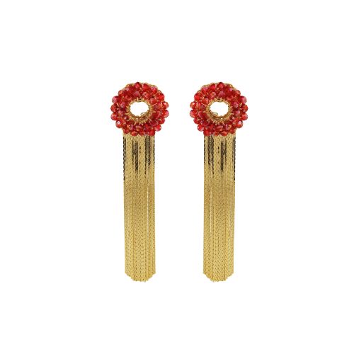 Red & Gold Sadie Handmade Crochet Earrings