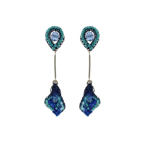 Denim Blue Mix Tulip Handmade Crochet Earrings