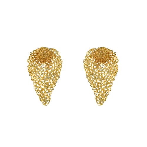 All Gold Calla Handmade Crochet Post Earrings