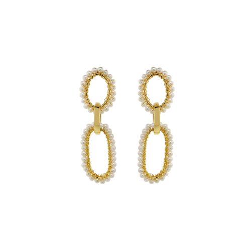 Pearl & Gold Urban Links Handmade Crochet Links Earrings