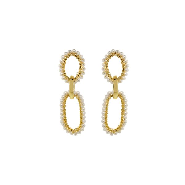 Pearl & Gold Urban Links Handmade Crochet Links Earrings