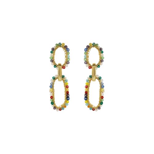 Multi & Gold Urban Links Handmade Crochet Links Earrings