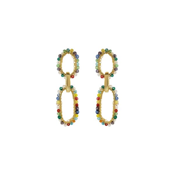 Multi & Gold Urban Links Handmade Crochet Links Earrings