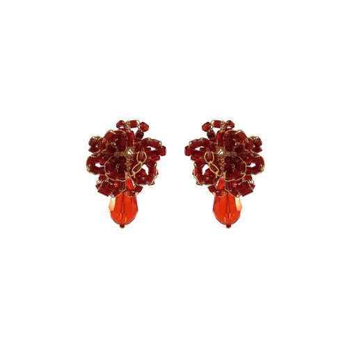 Red & Gold Drizzle Mini Post Handmade Earrings