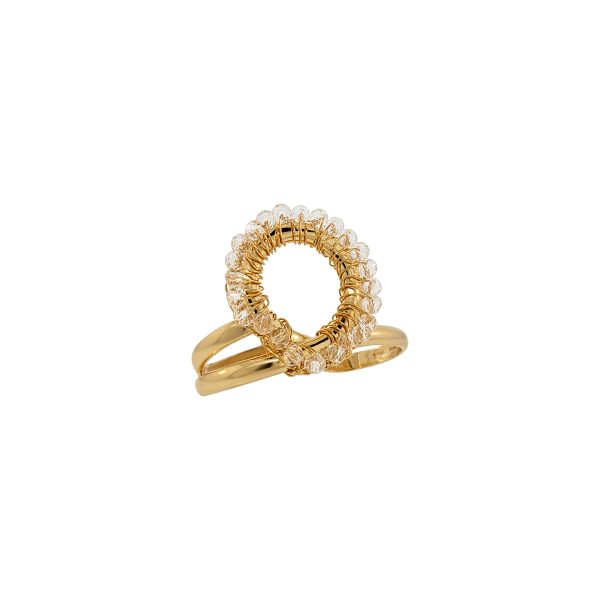 Clear & Gold Leah Handmade Crochet Ring