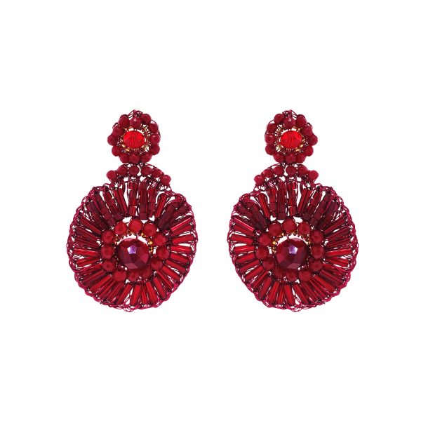 Cherry Red Mix Bishop Handmade Crochet Earrings