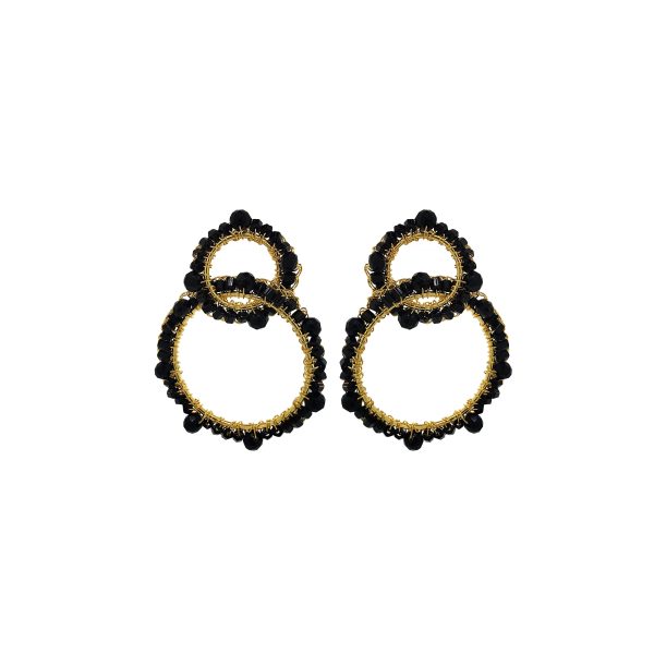 Black & Gold High Roller Handmade Crochet Earrings