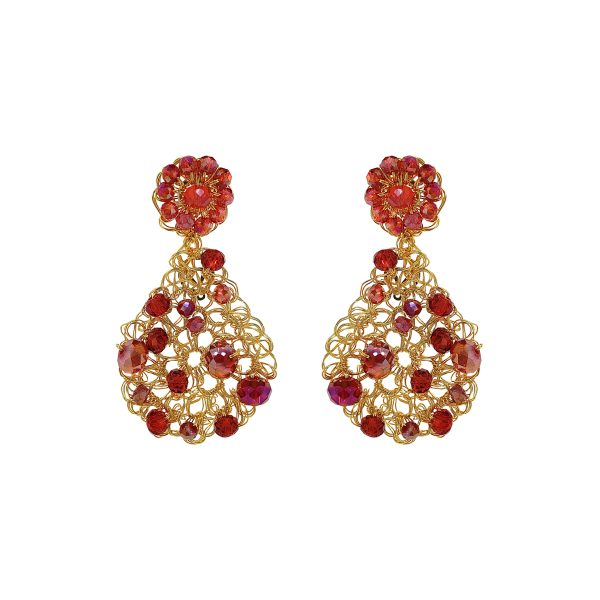 Red & Gold Aurora Handmade Crochet Earrings