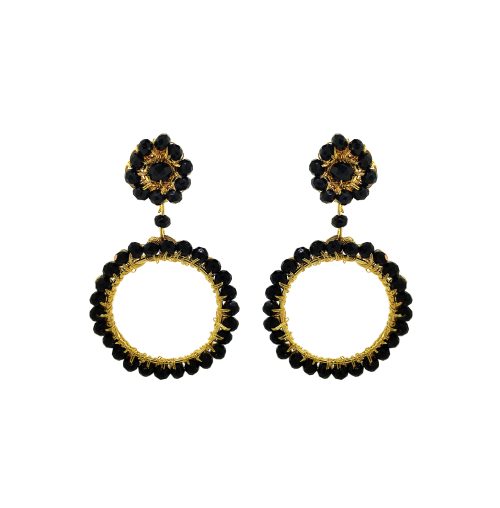 Black & Gold Leah Handmade Crochet Earrings