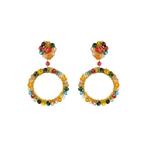 Multicolor & Gold Leah Handmade Crochet Earrings