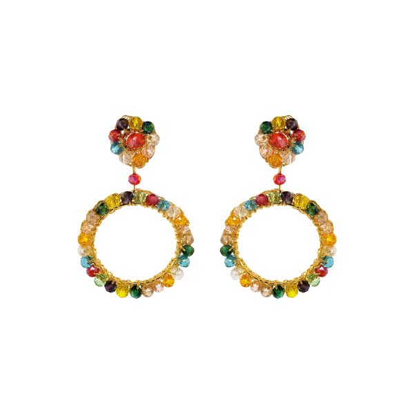 Multicolor & Gold Leah Handmade Crochet Earrings